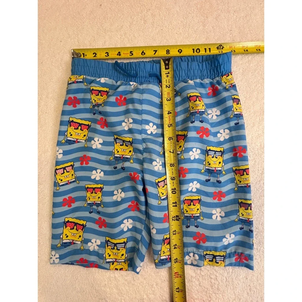 Nickelodeon‎ SpongeBob SquarePants Boys Swim Trunks Blue Striped Size 7